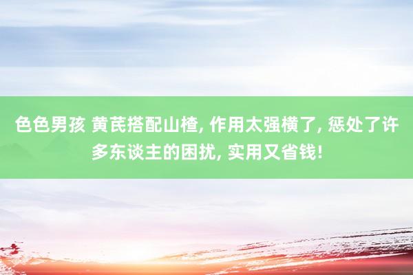 色色男孩 黄芪搭配山楂， 作用太强横了， 惩处了许多东谈主的困扰， 实用又省钱!